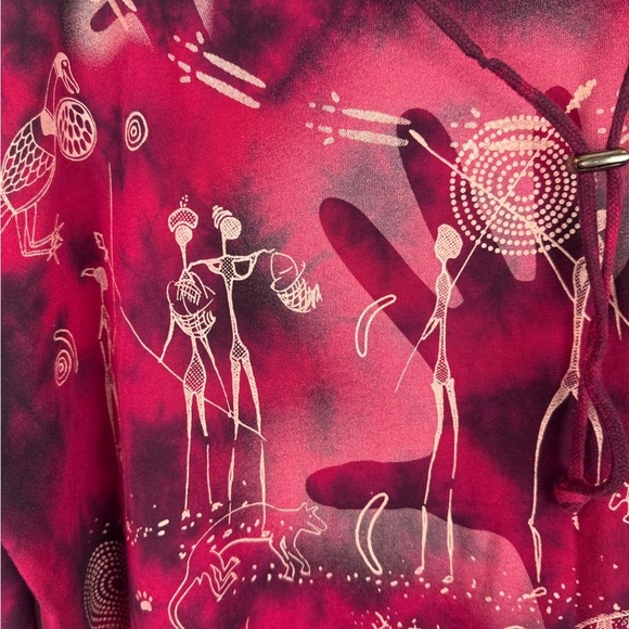 Arlunga Design Artistic Dye Red & Purple Long Sleeve Hoodie Size XL - Picture 8 of 12